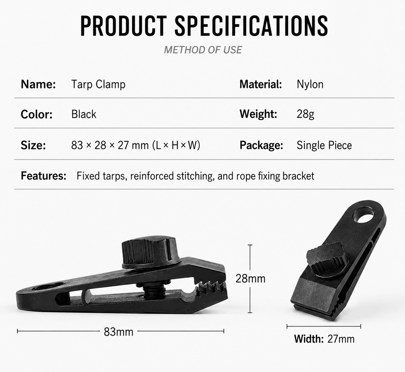 TARPCLIP™ Set 30 Cleme Reglabile pentru Prelate