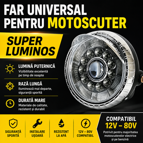 TRILUXA™ – Far LED Universal cu Lumina Puternica