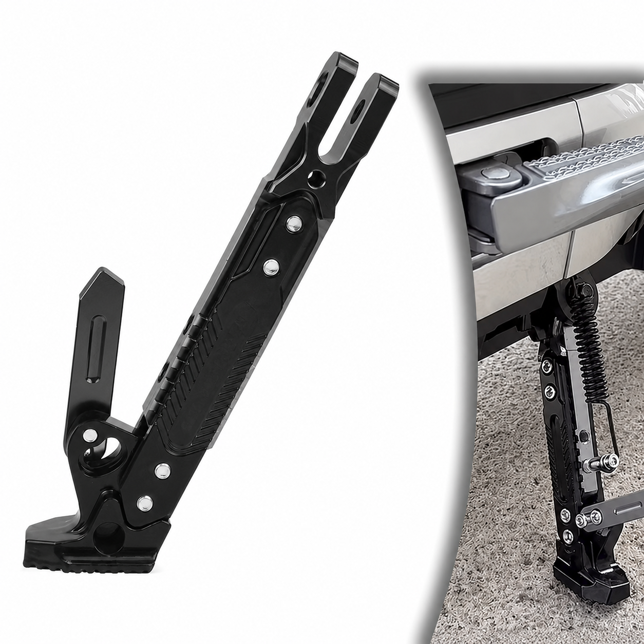 MotoStand™ - Cric Lateral Reglabil pentru Motociclete si Scutere