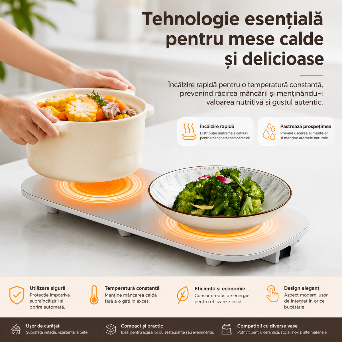 HEATIX™ – Plita Electrica pentru Mentinerea Temperaturii Mancarii