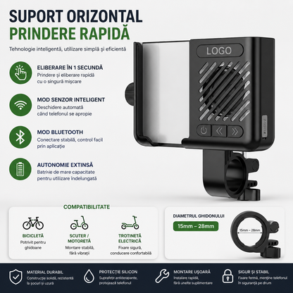 RIDESON™ - Suport pentru Telefon cu Boxa Bluetooth Integrata