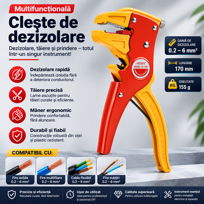 STRIPIX™ - Cleste Automat Multifunctional pentru Dezizolat si Taiat Cabluri
