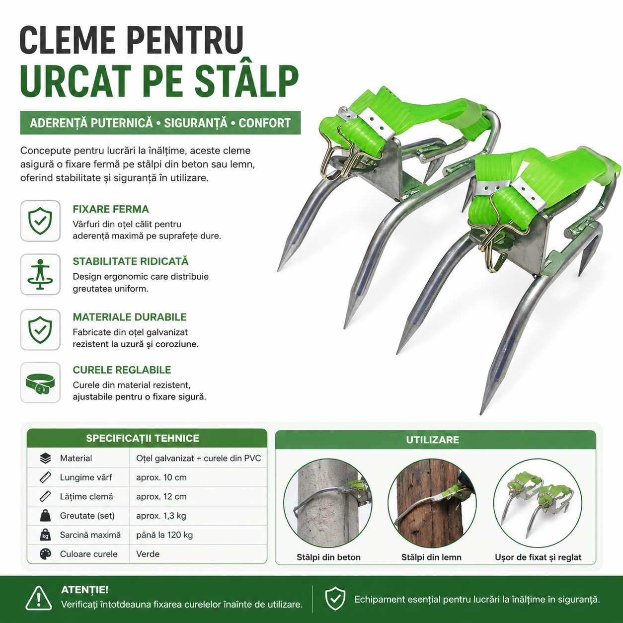 CLIMBIX™- Set Gheare Metalice pentru Urcarea pe Copaci