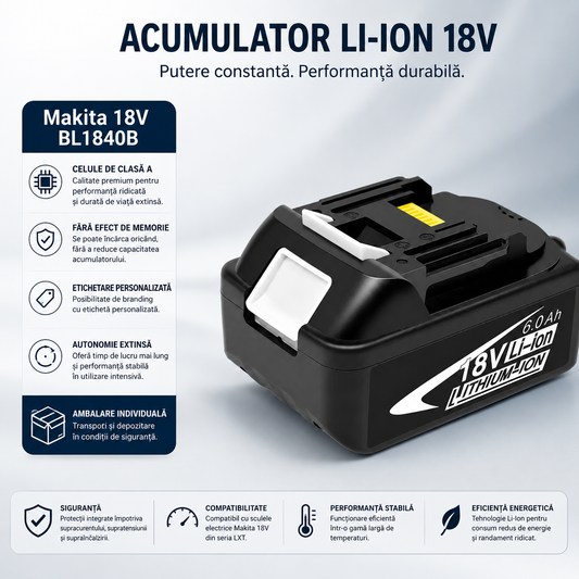 ACUMULATOR LI-ION 18V 6.0Ah – Compatibil Makita™