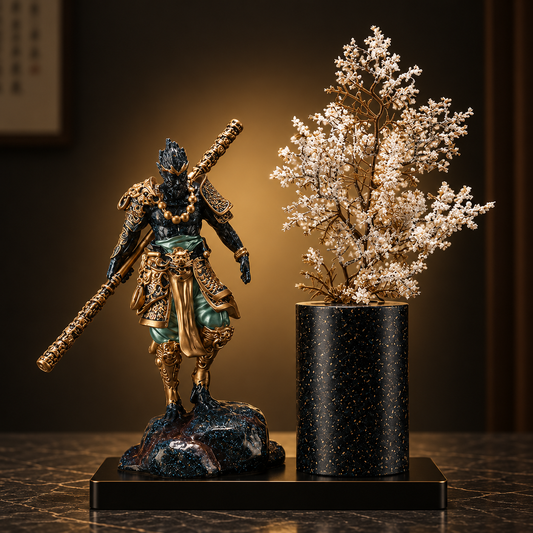 WUKONG BLOOM™ – Decoratiune Premium cu Vaza si Regele Maimuta