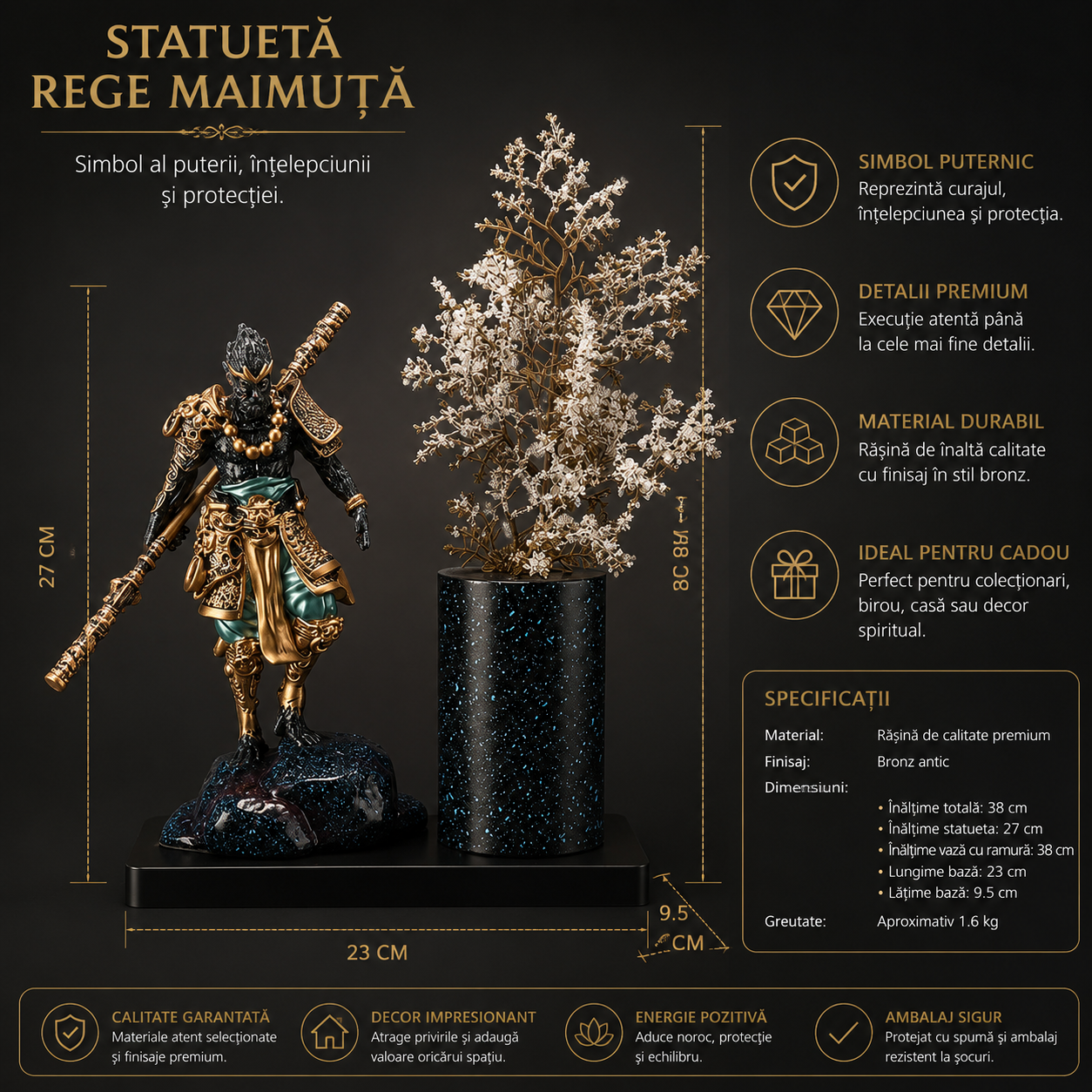 WUKONG BLOOM™ – Decoratiune Premium cu Vaza si Regele Maimuta