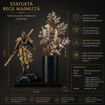 WUKONG BLOOM™ – Decoratiune Premium cu Vaza si Regele Maimuta
