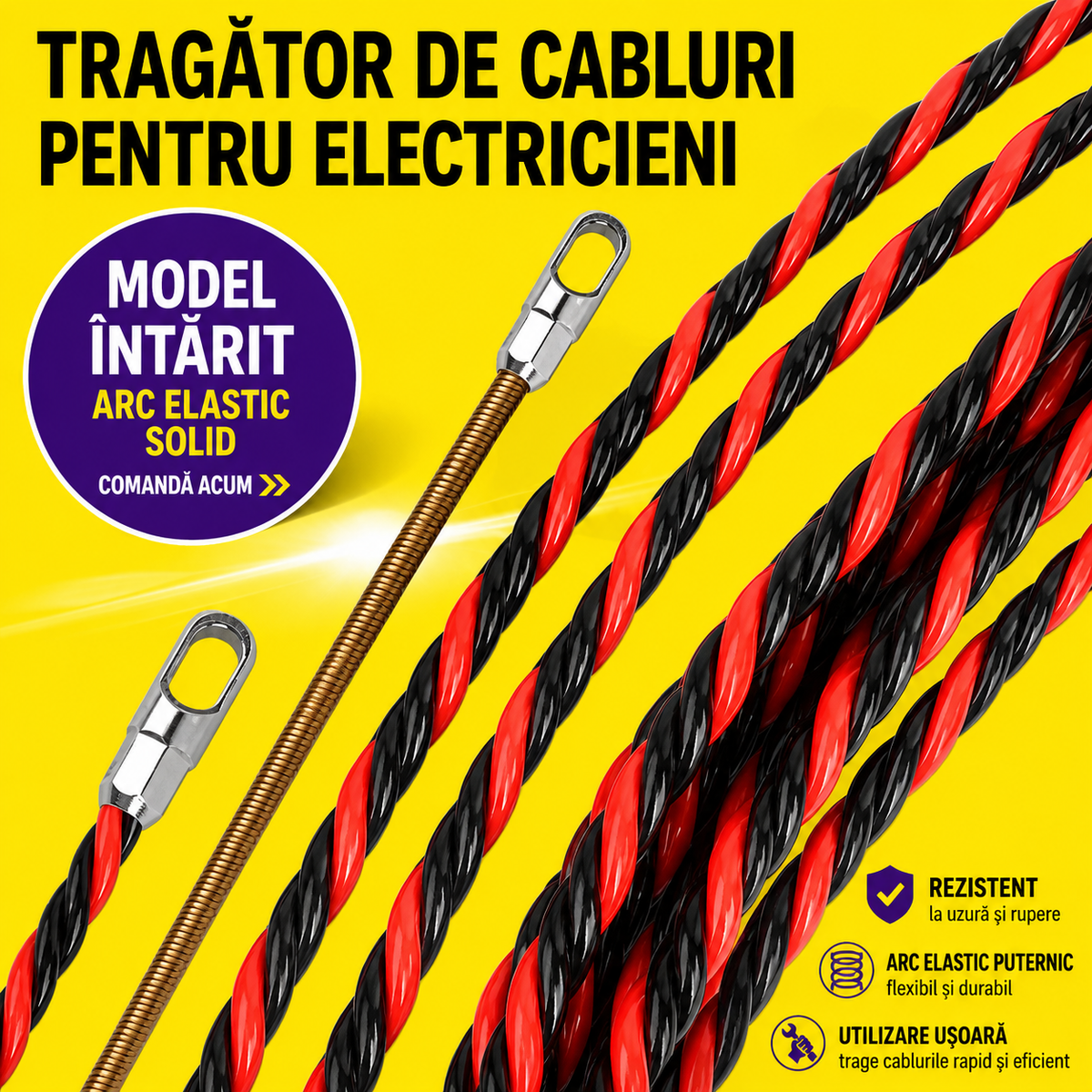 WireGuide™ – Dispozitiv Profesional pentru Tras Cabluri, 15 m