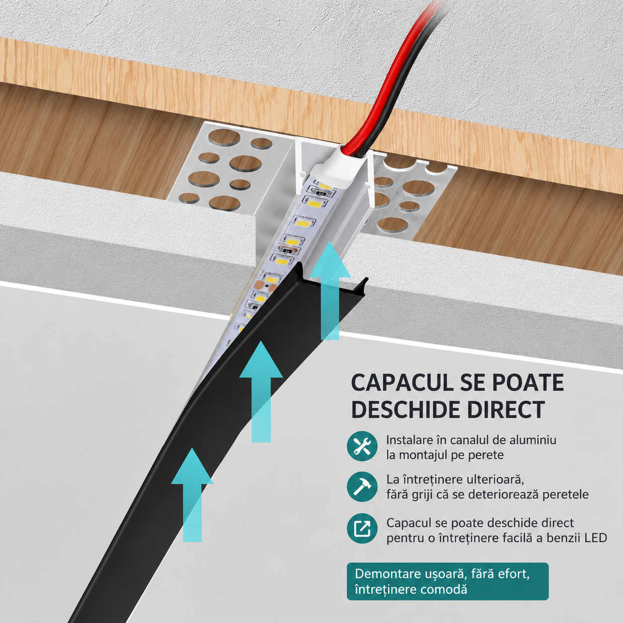 LineGlow Pro™ – Profil LED Incastrabil Pentru Gips-Carton pentru Banda LED