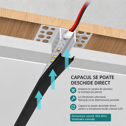 LineGlow Pro™ – Profil LED Incastrabil Pentru Gips-Carton pentru Banda LED