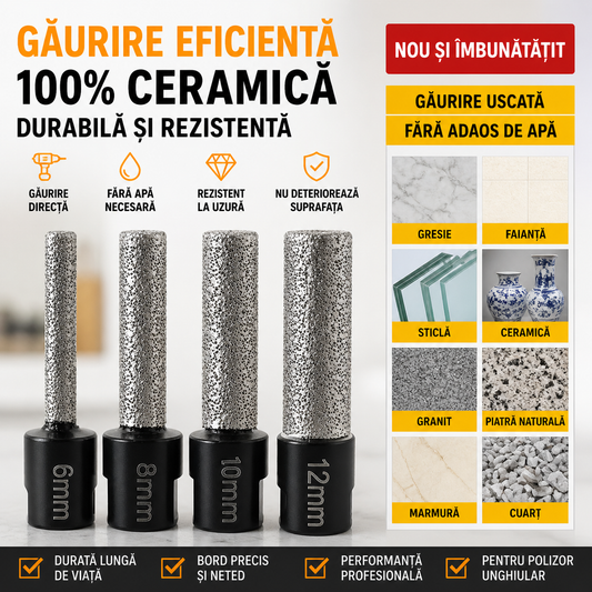 DrillX Pro™ – Set Burghie Diamantate pentru Polizor Unghiular (6/8/10/12mm)