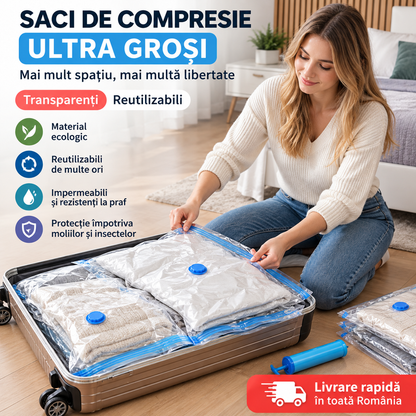 Saci de Compresie Reutilizabili pentru Haine (Set 10 Bucati)