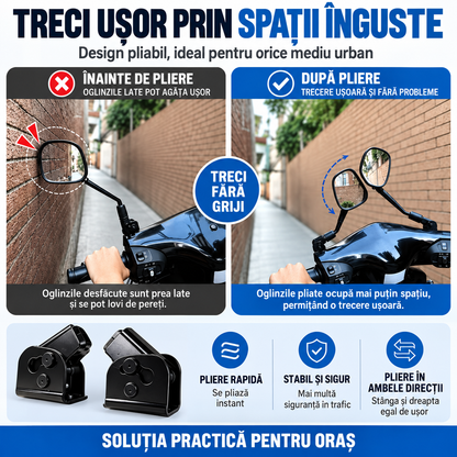 MIRFLEX™ – Baza Rabatabila pentru Oglinda Retrovizoare Moto & Trotineta