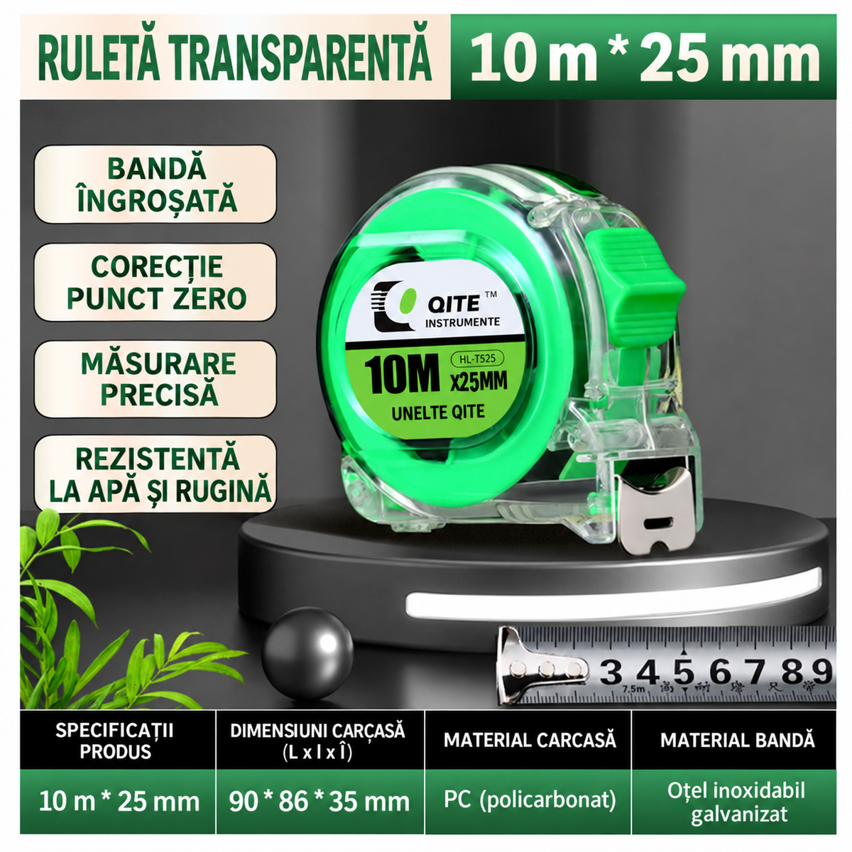 MeasurePro™ – Ruleta profesionala 10 m x 25 mm