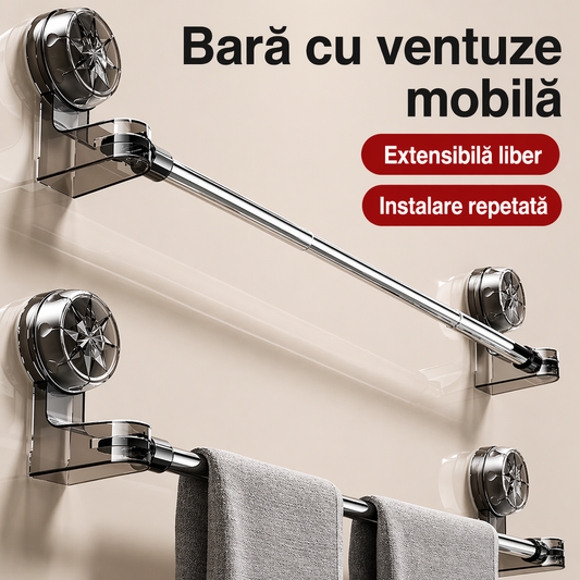 Towelix - Suport extensibil pentru prosoape cu fixare prin vacuum – 65-130 cm
