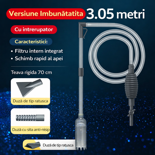 NEXA™  Sifon Profesional pentru Curatarea si Schimbul Apei din Acvariu (3.05 m)