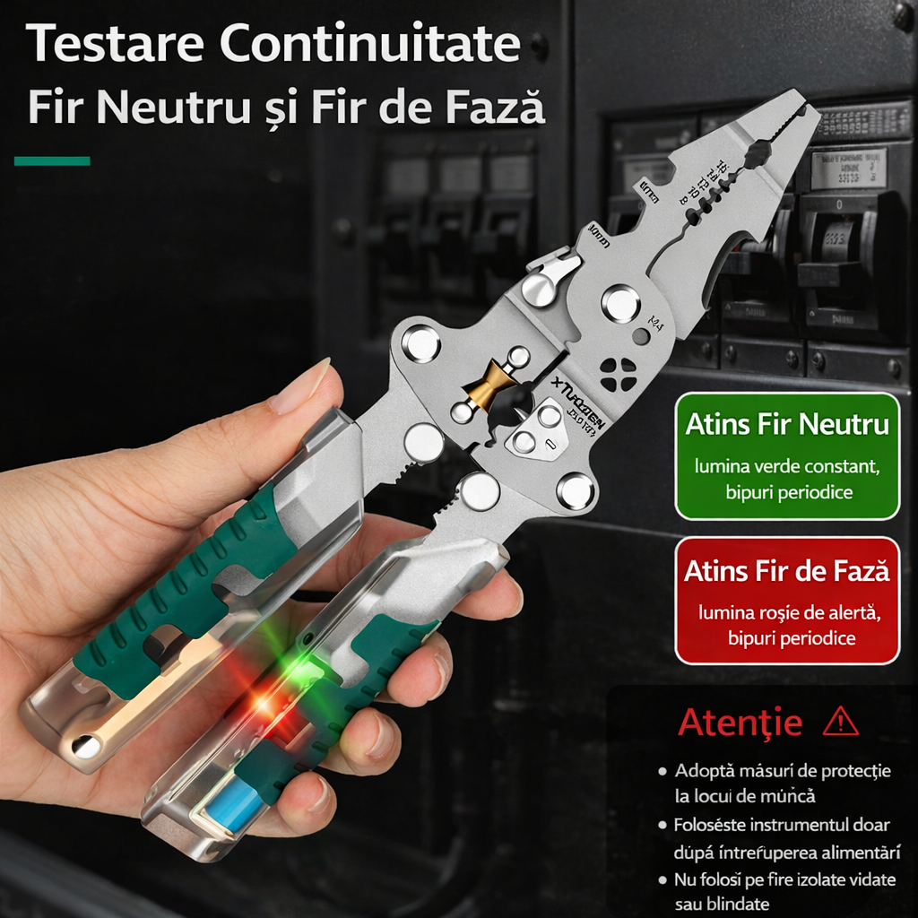 xTuzen™ - Cleste Profesional Multifunctional cu Tester Electric Integrat