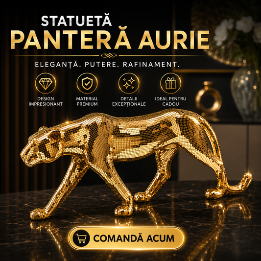 PANTHERA LUX™ – Statueta Decorativa Pantera cu Efect Oglinda