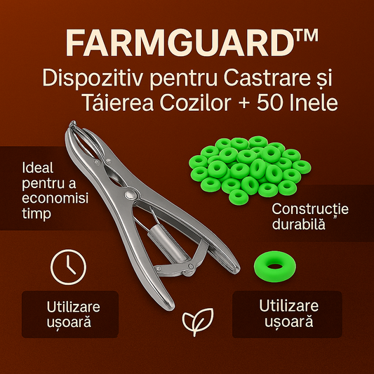 FARMGUARD™ Dispozitiv pentru Castrare si Taierea Cozilor + 50 Inele