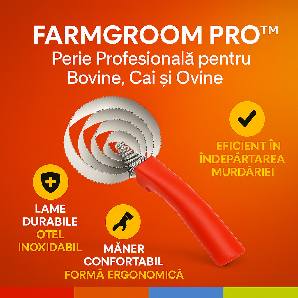 🔥OFERTA 1+1!🔥FARMGROOM PRO™ – Perie Profesionala pentru Bovine, Cai si Ovine