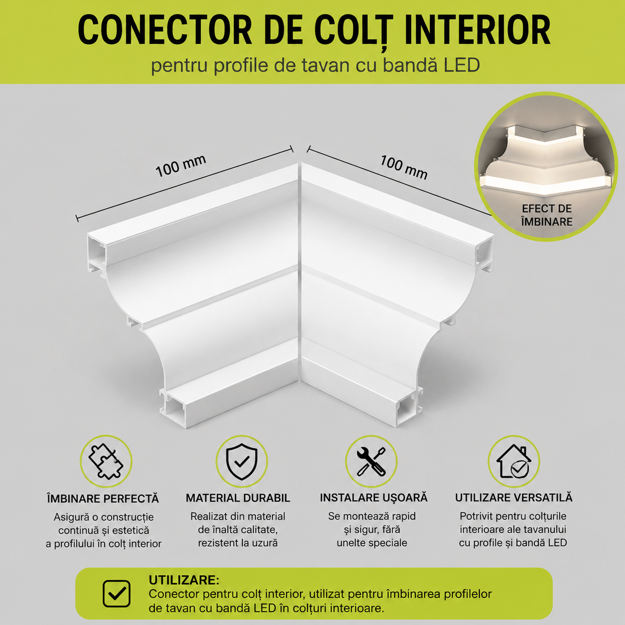 Profil LED Premium Pentru Cornisa De Tavan (10M