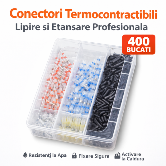 Conectori Termocontractibili Etansare si Lipire Conductori Electrici (400 Bucati)