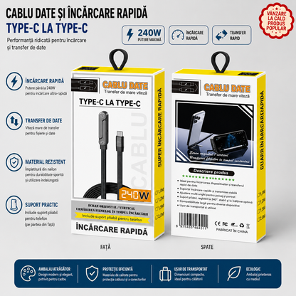 🔥OFERTA 1+1!🔥PowerStand™ – Cablu Fast Charge 240W cu Suport pentru Telefon (1.5m)