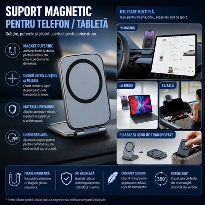 MagFold™ – Suport Magnetic Pliabil pentru Telefon si Tableta