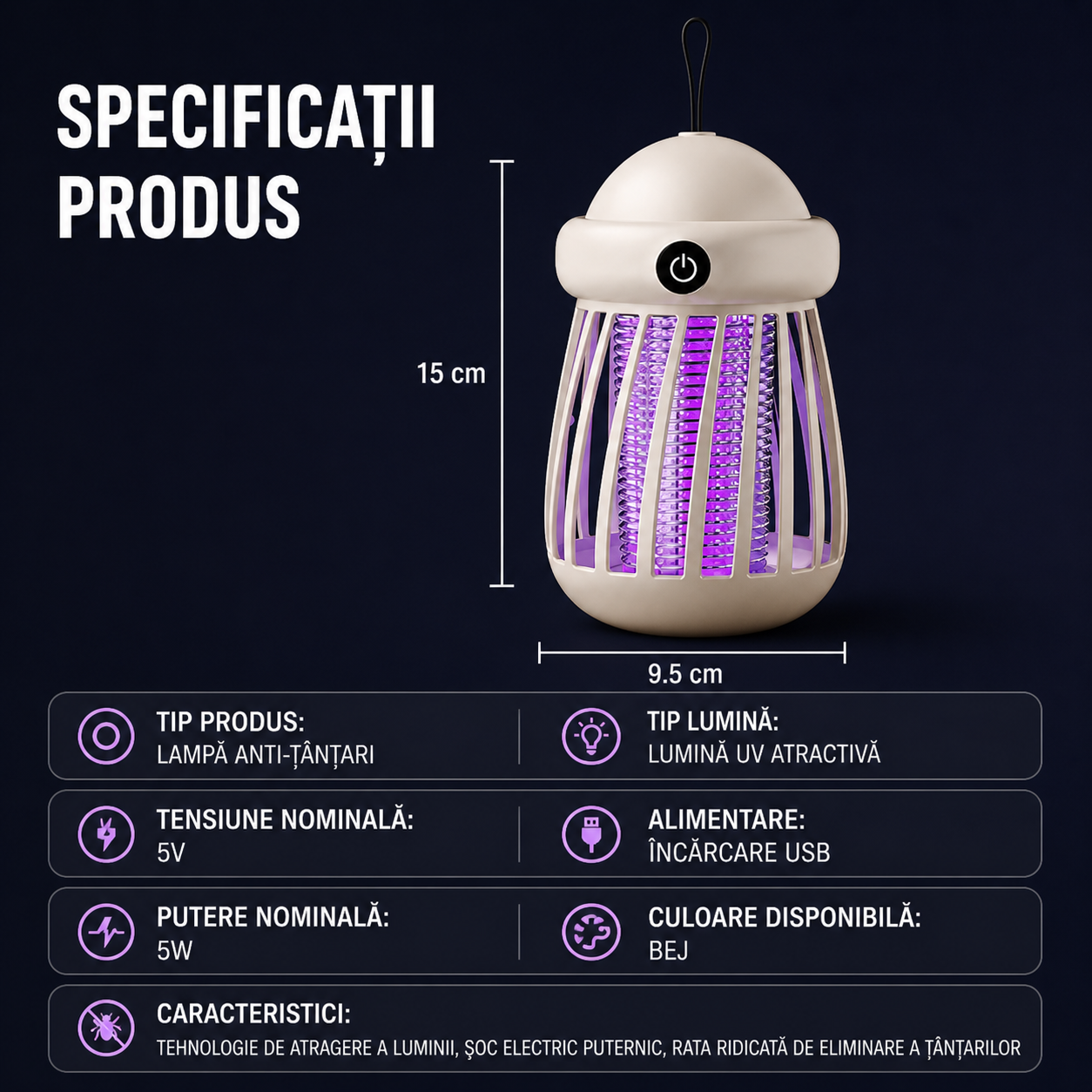 Zytrap™ – Lampa Anti-Tantari cu UV si Electrosoc USB