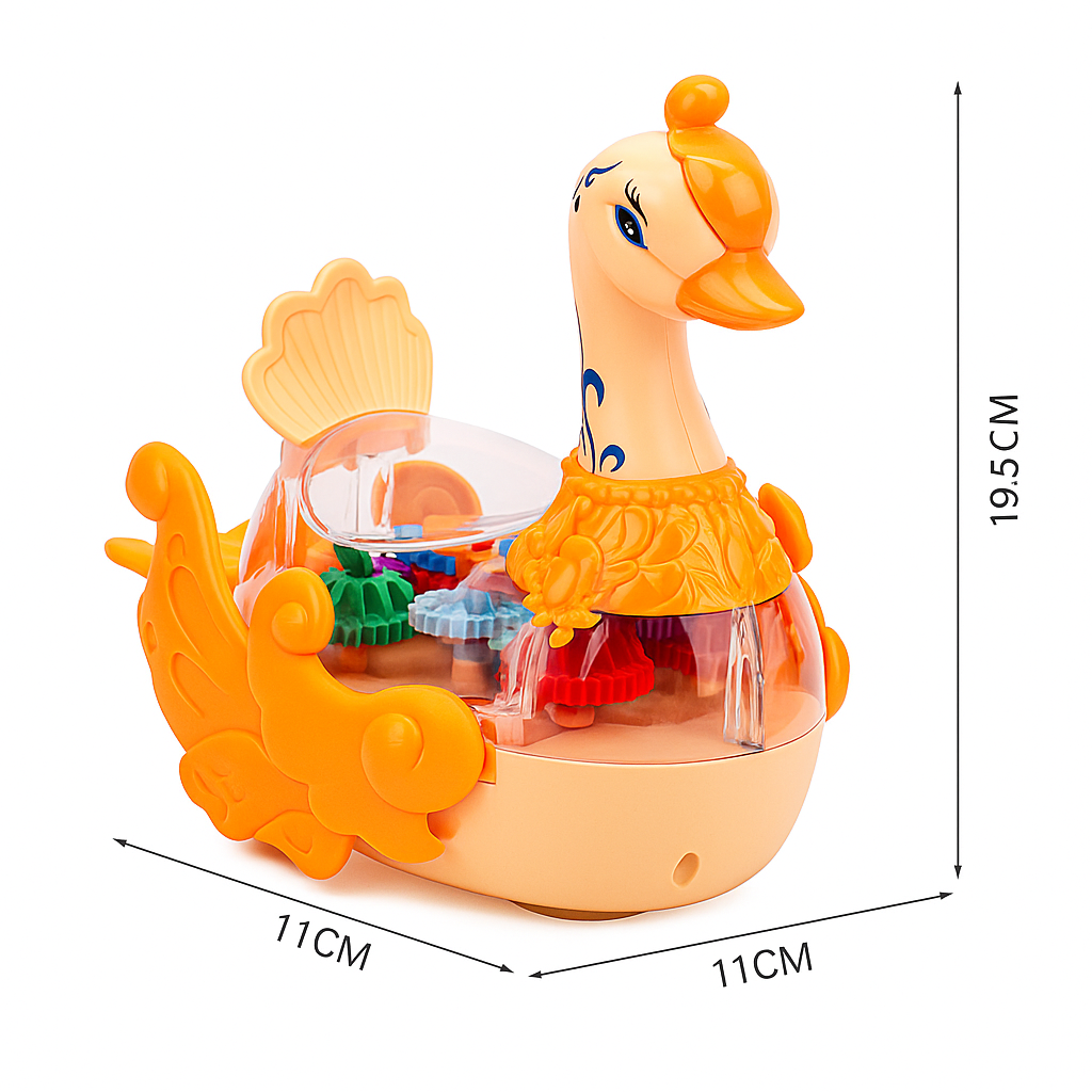 DreamSwan™ – Lebada electrica cu angrenaje vizibile, lumini 3D si muzica