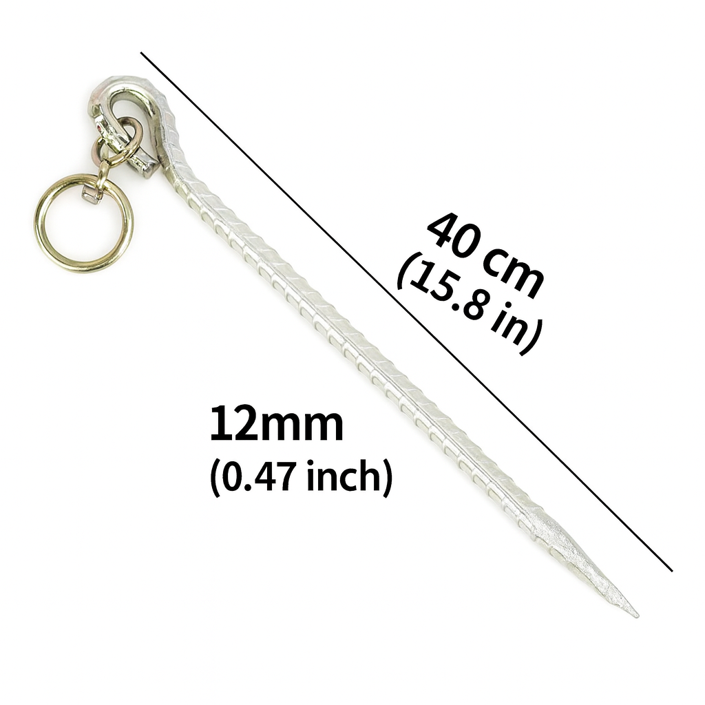 Set 4 Tarusi de Prindere Galvanizati cu Inel Rotativ – 40 cm, Ø12 mm