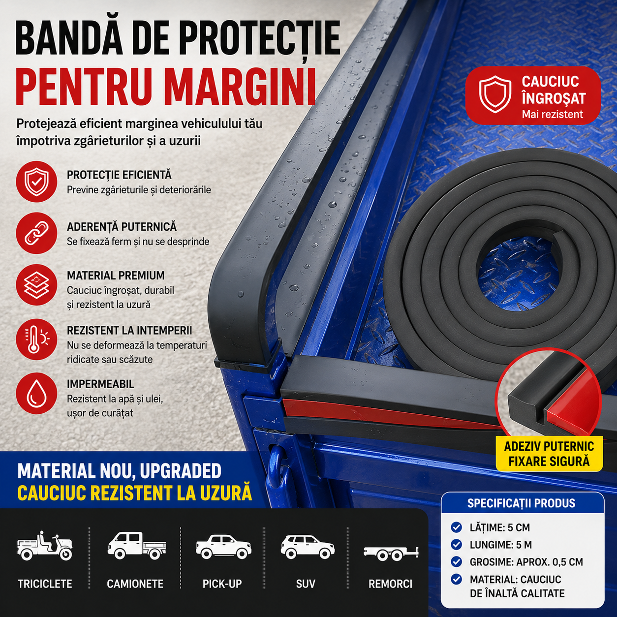 Rubex™ - Banda Profesionala Din Cauciuc Pentru Protectie (1 Metru)