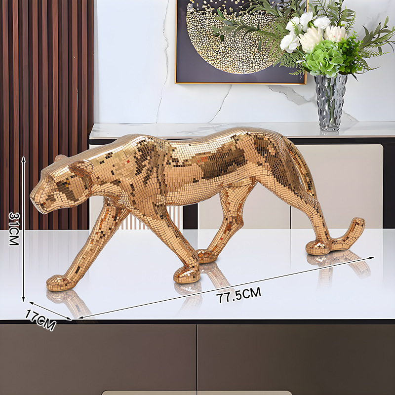 PANTHERA LUX™ – Statueta Decorativa Pantera cu Efect Oglinda