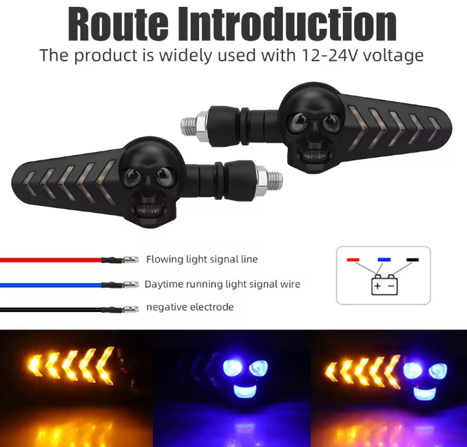 SkullRide™ - Semnalizari LED Dinamice Cu Design Skull