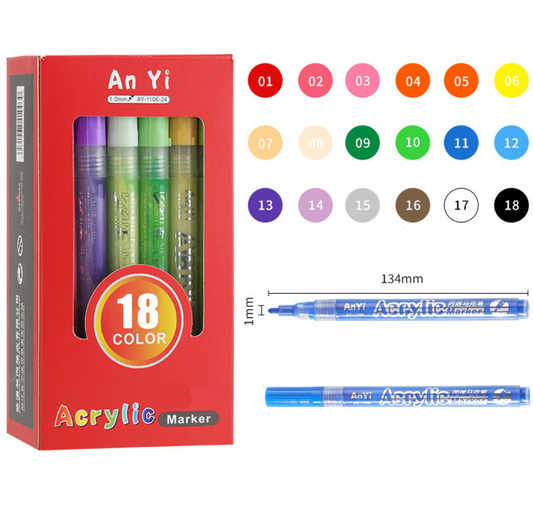 ColorCrafter™ - Markere Premium pentru Sticlă, Lemn și Acril (Set 18 Bucati)