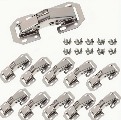 FlexHinge™ – Set 10 Balamale Metalice Polisate pentru Usi de Mobila
