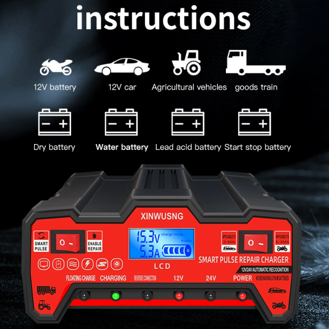 PulseCharge™ - Incarcator inteligent 12V/24V cu afisaj LCD si functie de "pulse repair"