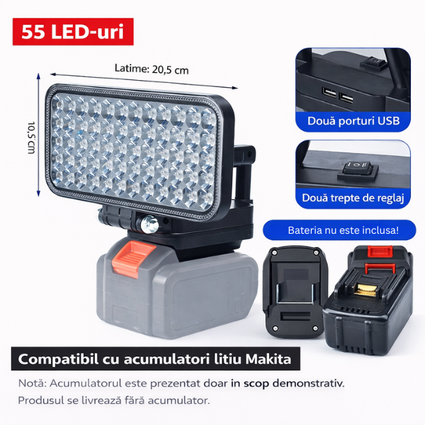 PowerBeam™ – Lampa LED Portabila cu USB Dublu