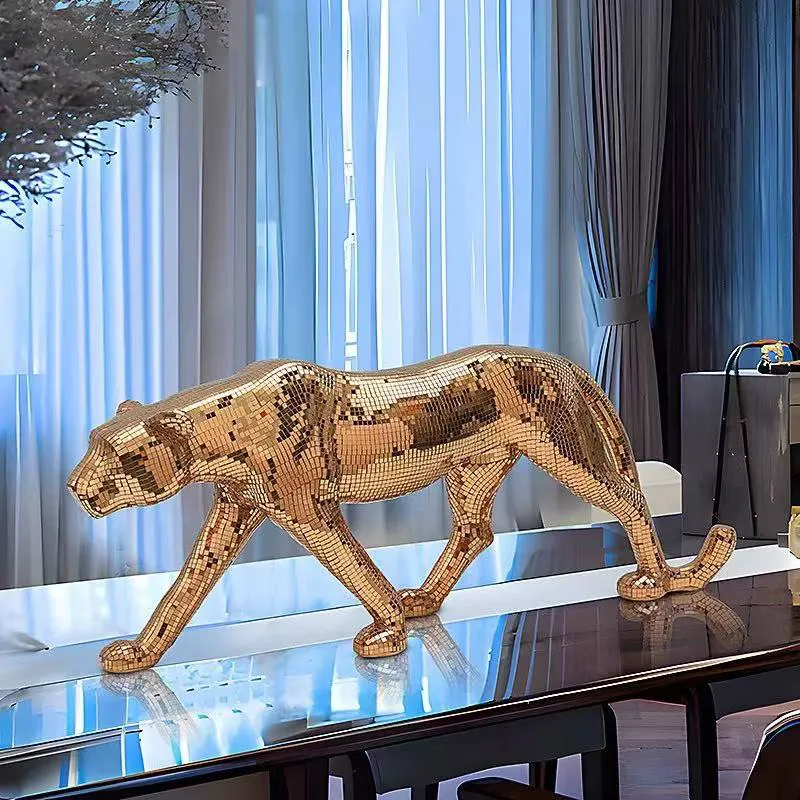 PANTHERA LUX™ – Statueta Decorativa Pantera cu Efect Oglinda