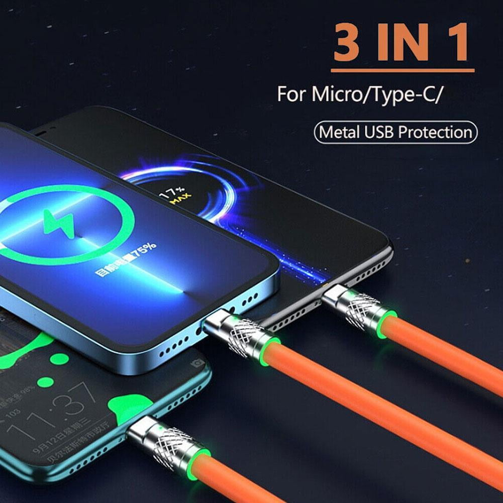 🔥OFERTA 1+1🔥ChargePro™ – Cablu multifunctional 3-in-1 cu LED, 2