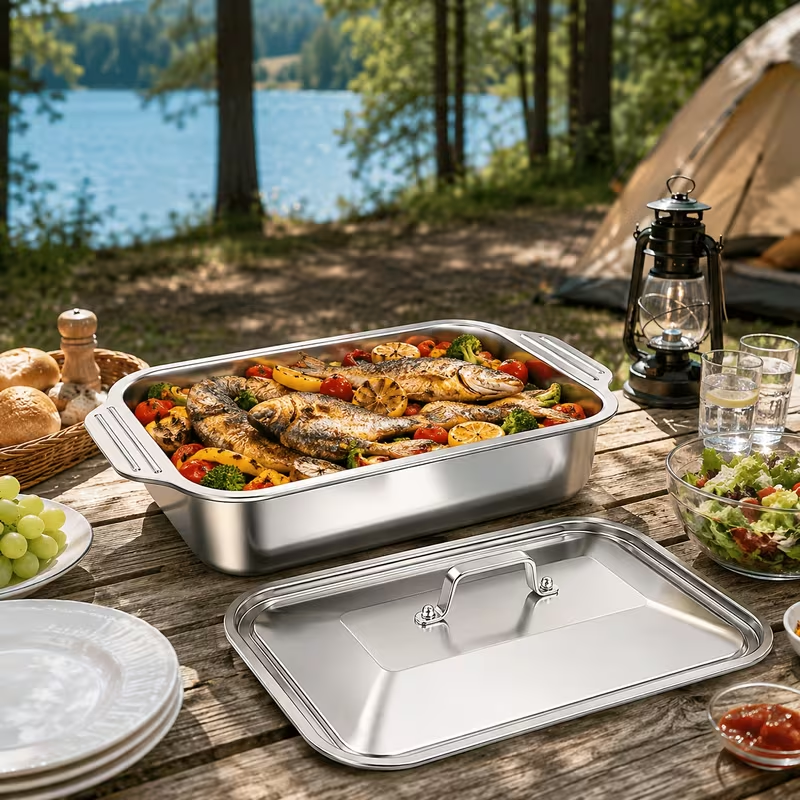 GrillMaster™ – Tava Profesionala pentru Grill din Otel Inoxidabil cu Capac