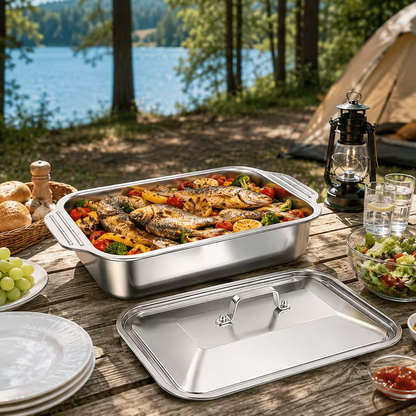 GrillMaster™ – Tava Profesionala pentru Grill din Otel Inoxidabil cu Capac