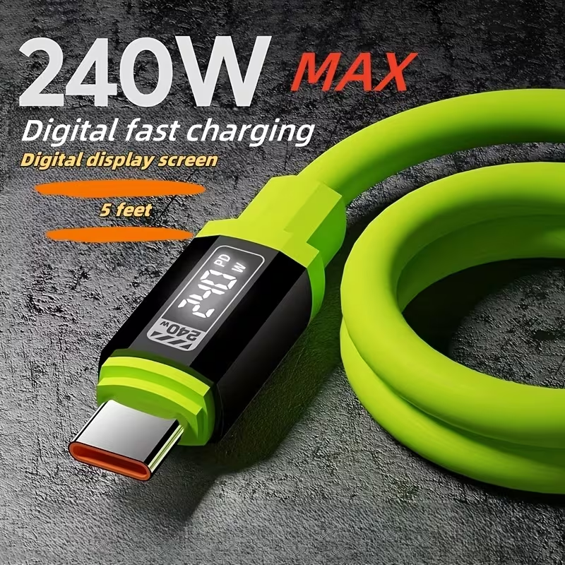 🔥OFERTA 1+1!🔥UltraWatt™ – Cablu incarcare rapida 240W Type-C, afisaj digital, 2m