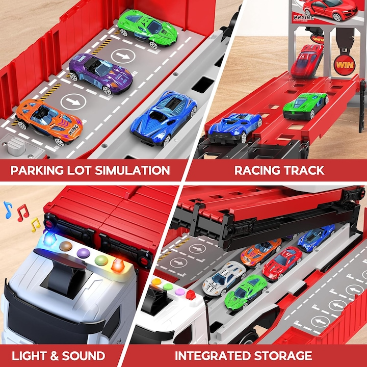 RaceHaul™ – Camion Transformabil 2-in-1 cu Pista de Curse si Parc Auto
