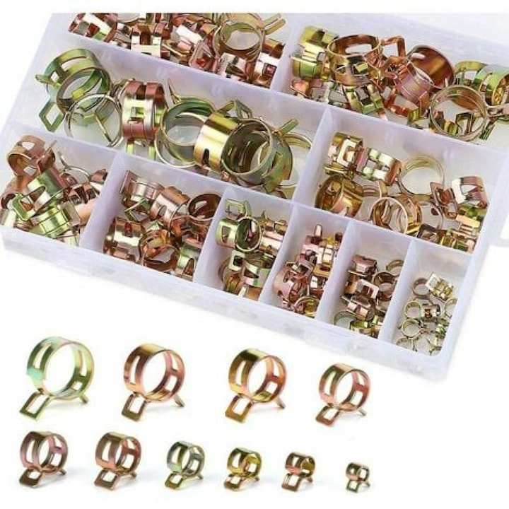 SpringClamp™ - Set 100 Coliere Metalice Elastice pentru Furtun – Diametre 6-22 mm