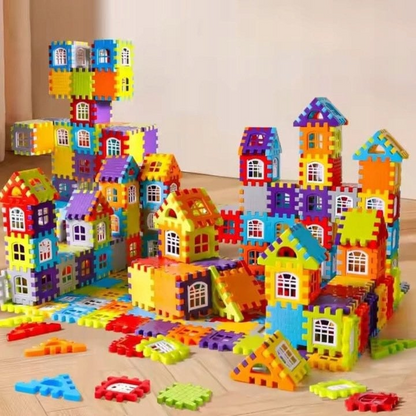 BlocksyTown™ – Set de Constructie Magnetica 320 Piese cu Ferestre si Usi