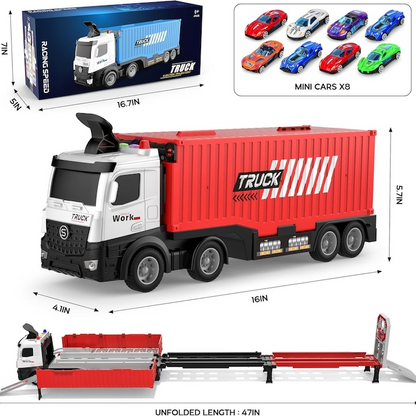 RaceHaul™ – Camion Transformabil 2-in-1 cu Pista de Curse si Parc Auto