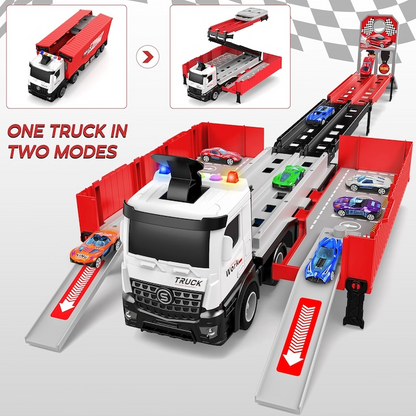 RaceHaul™ – Camion Transformabil 2-in-1 cu Pista de Curse si Parc Auto