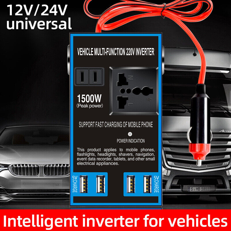 Incarcator priza invertor auto ABS DC 12V la DC 220V 1500w