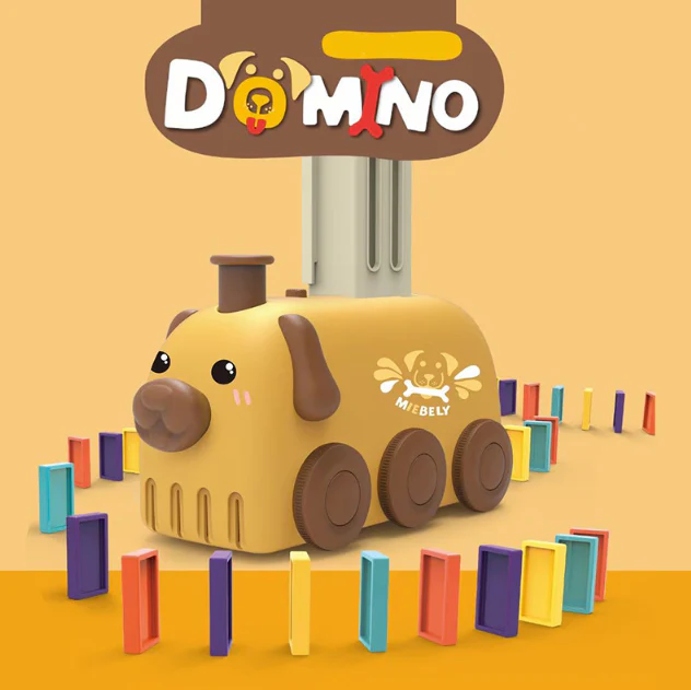 🔥OFERTA 1+1!🔥Tren de Raliu Domino cu Lumini (60 Blocuri)